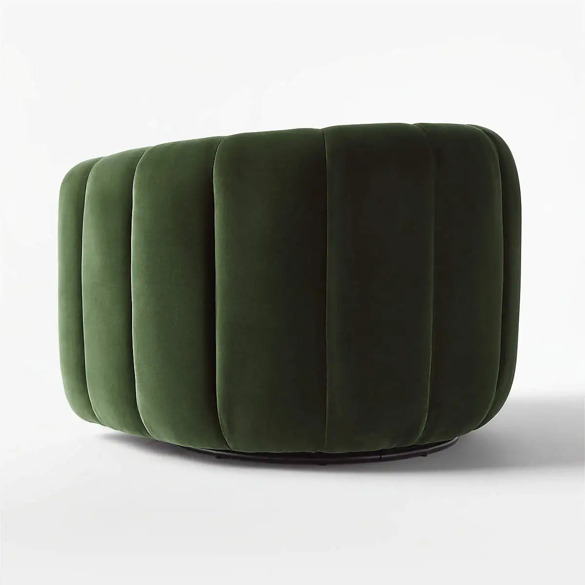 Luxurious Green Velvet Swivel Accent Chair: Channeled, Comfortable, Modern Living Room Sofa