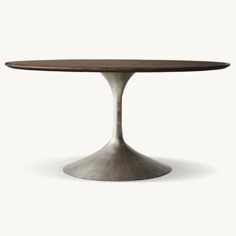 Luxurious American Solid Wood Round Dining Table - Custom Villa Hotel Furniture