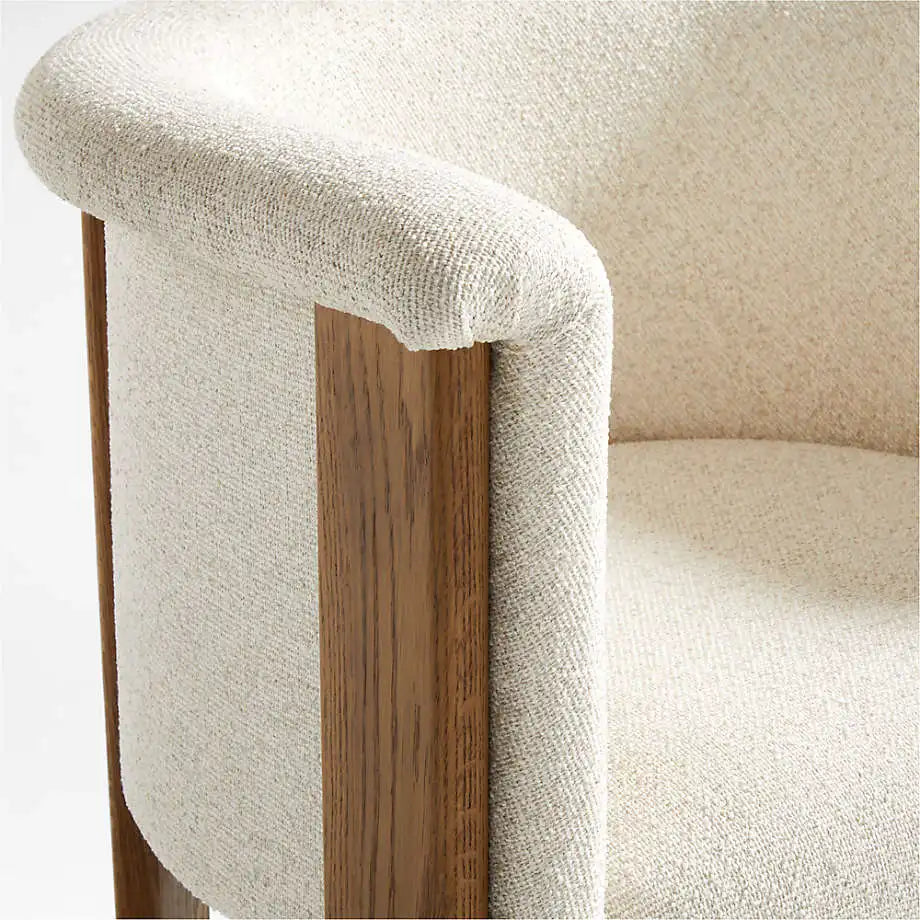 Nordic Upholstered Curved Back Solid Oak Dining Chair - Modern Luxury Seating