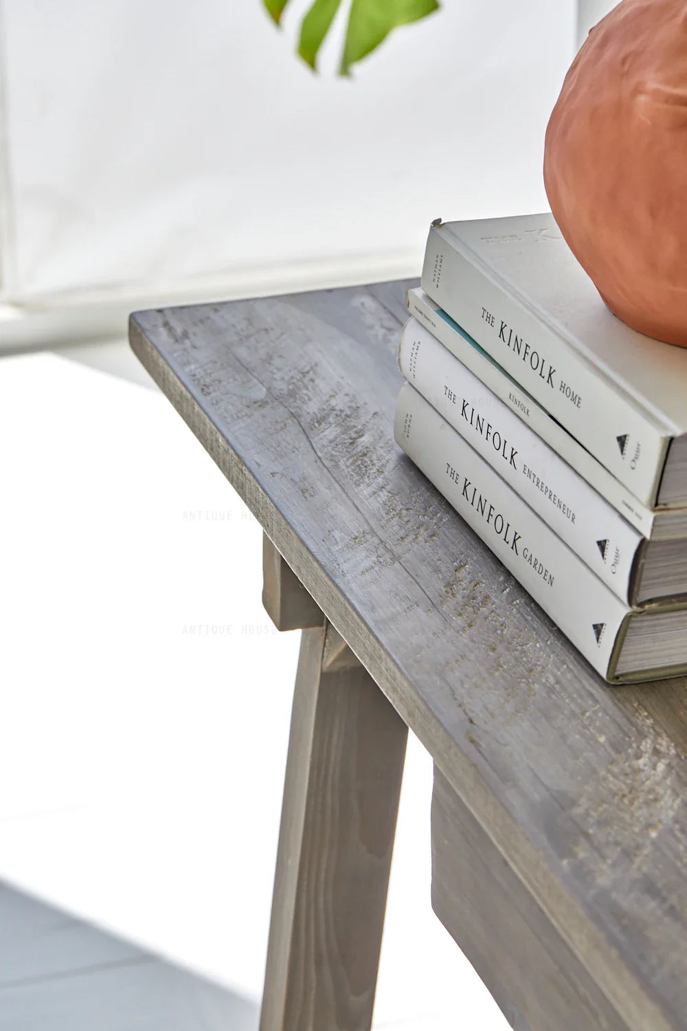 Rustic Recycled White Pine Boat Wood Console Table, Natural Finish, Retro