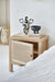 Boho Organic Japandi Oak Rattan Bedside Cabinet - Rustic Bedroom Wood Nightstand