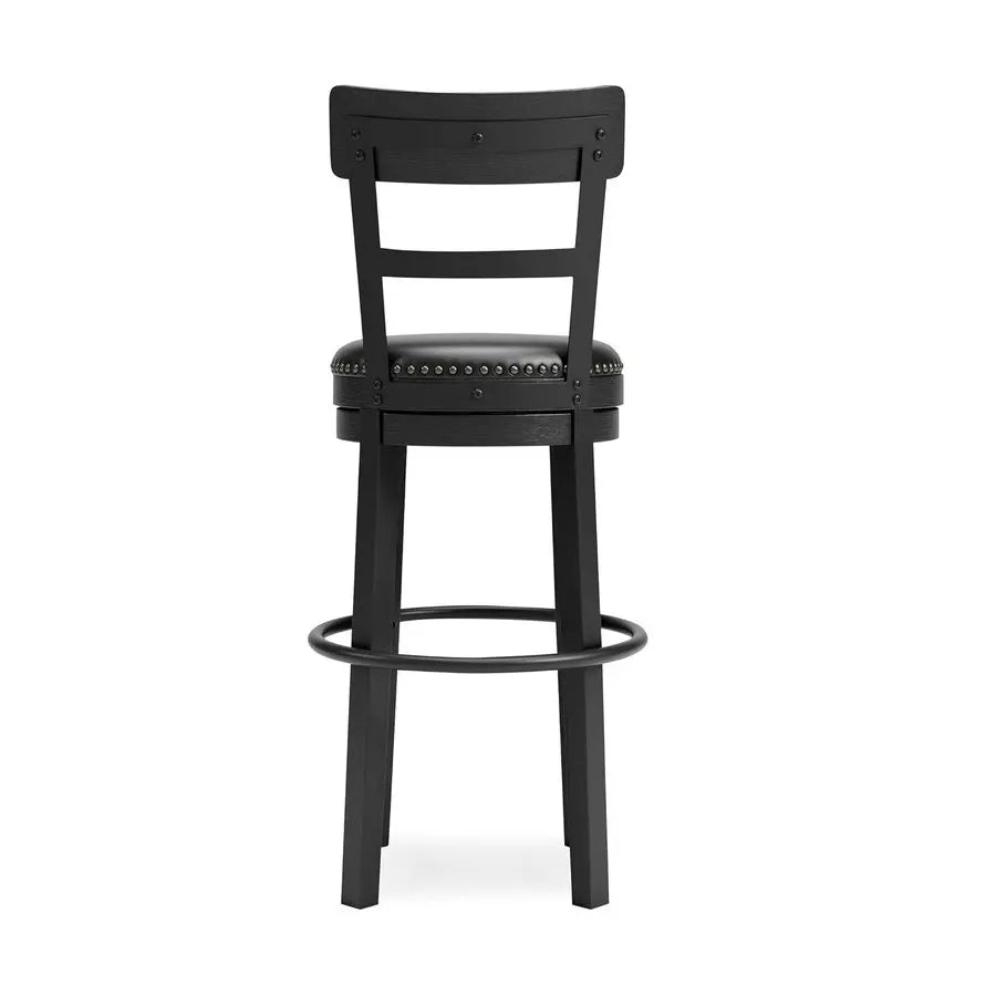 Modern Faux Leather Swivel Bar Stool with Adjustable Counter Height Wooden Back