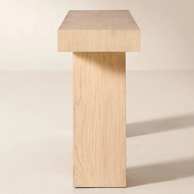 Contemporary Bleached Oak Solid Wood Entryway Hallway Console Table