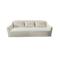 Modern White Linen Upholstered 3-Seater Sofa Couch with Solid Wood Frame
