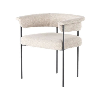 Stylish Modern Boucle Dining Chair, Low Round Back, Durable Metal Frame