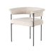 Stylish Modern Boucle Dining Chair, Low Round Back, Durable Metal Frame