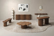 Elegant Nordic Fluted Oak Wood Bench with Burl Top - Modern Home Seating