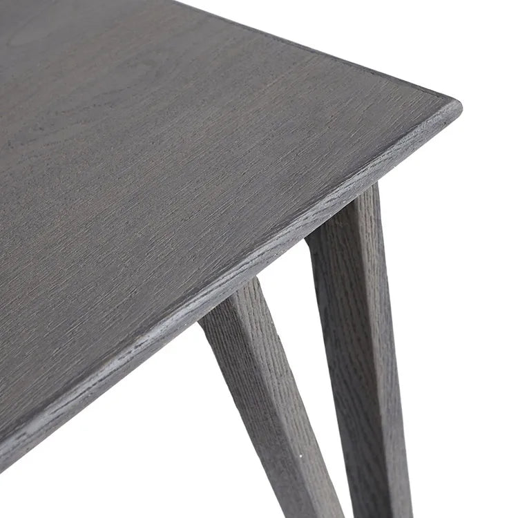 European Vintage Smoked Oak Dining Table - Solid Wood Kitchen Furniture