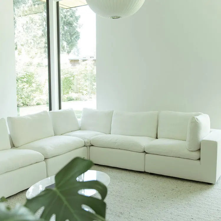 Modern Luxury White Down Feather Modular Cloud Sectional U-Shape Sofa