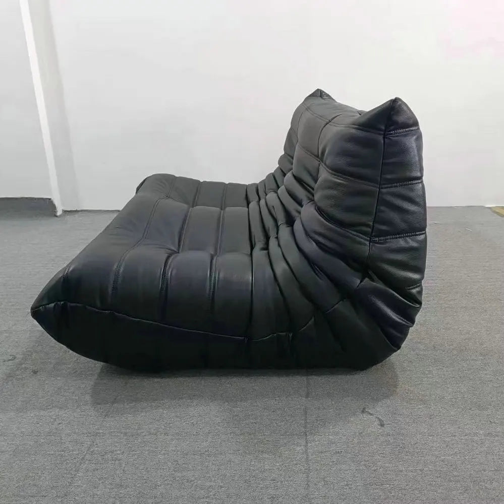 Luxury Italian Dune Sectional Sofa Set – Vintage Black Leather Velvet Couch