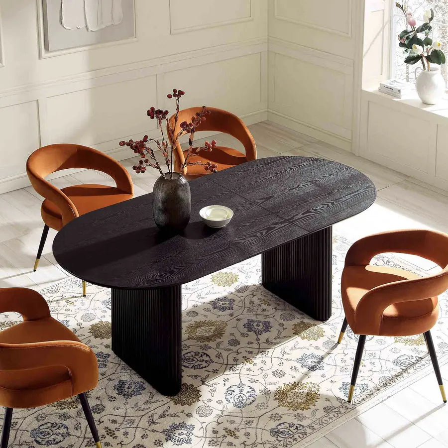 Extendable Solid Oak Wood Japandi Oval Dining Table for 6-8 Seaters