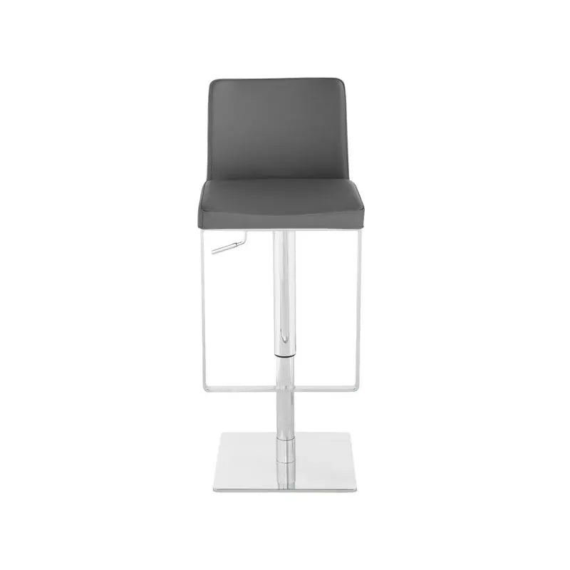 Luxury Modern Swivel Black Faux Leather Adjustable High Back Bar Stool