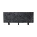Modern Black Cerused Oak Wood Media Credenza Sideboard TV Console Cabinet
