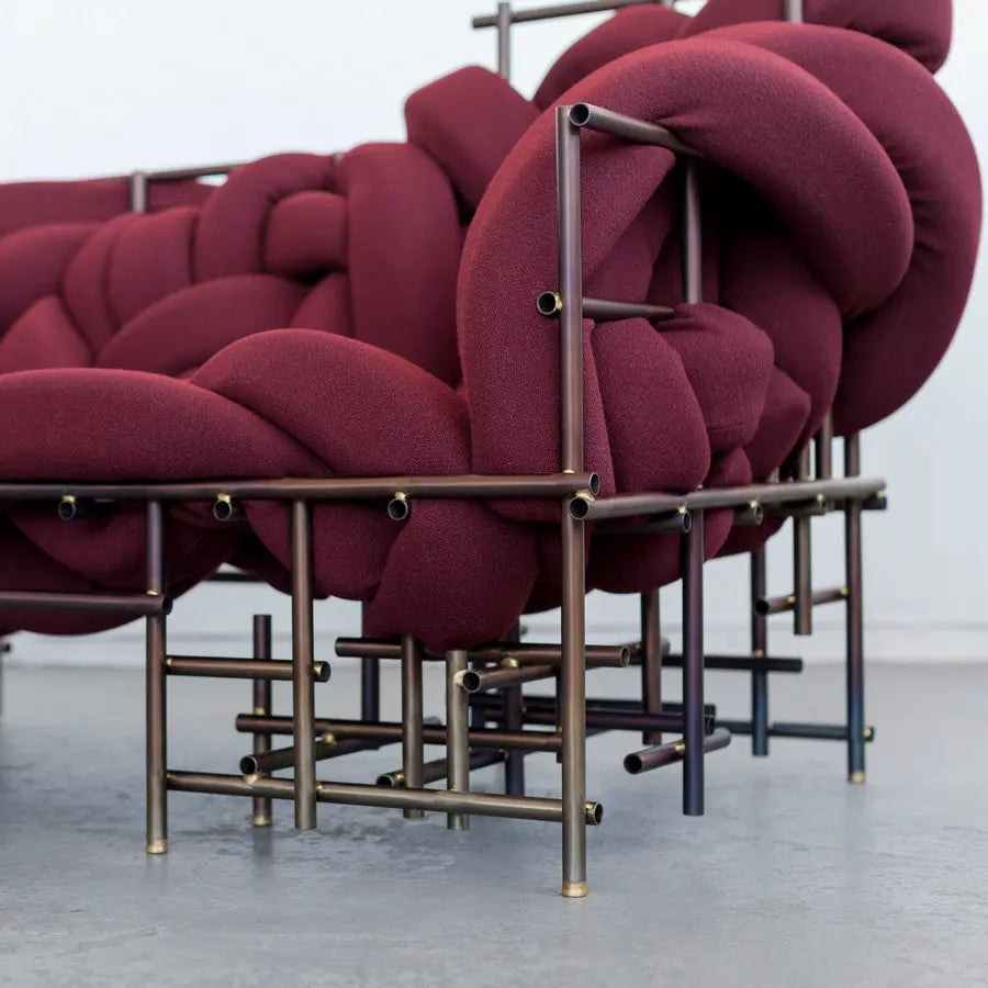 Modern Suede Woven Fabric 2-Seater Lounge Sofa for Commercial Spaces Furniture