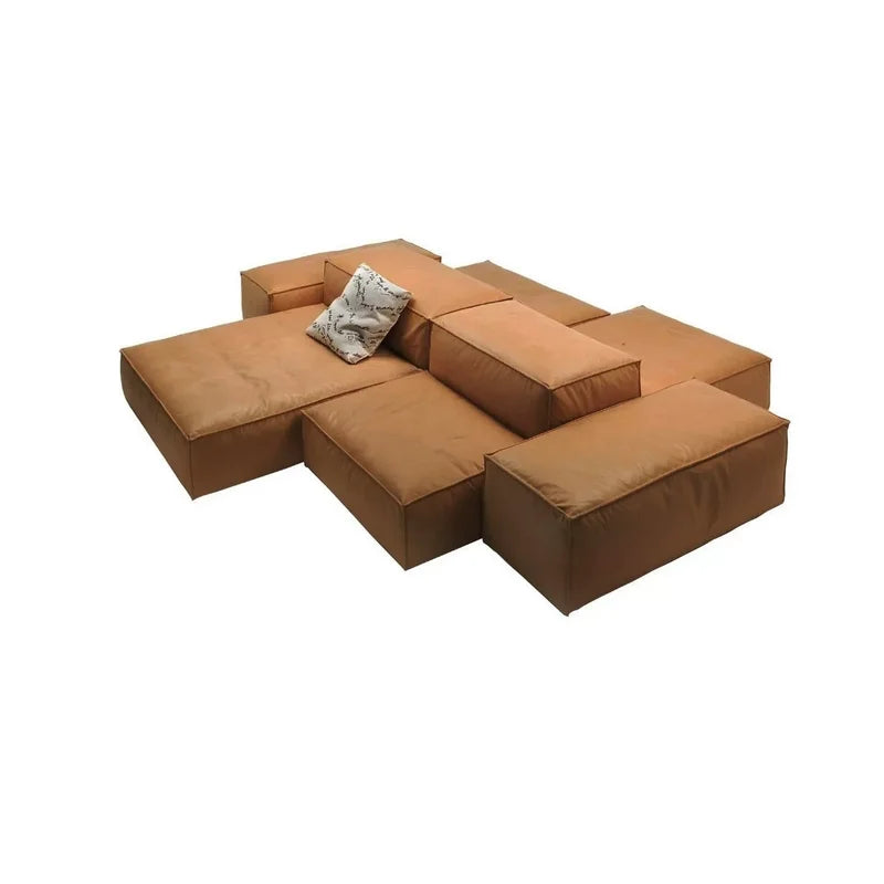 Modern Italian Luxury Leather Sectional Sleeper Sofa Bed for Living Room