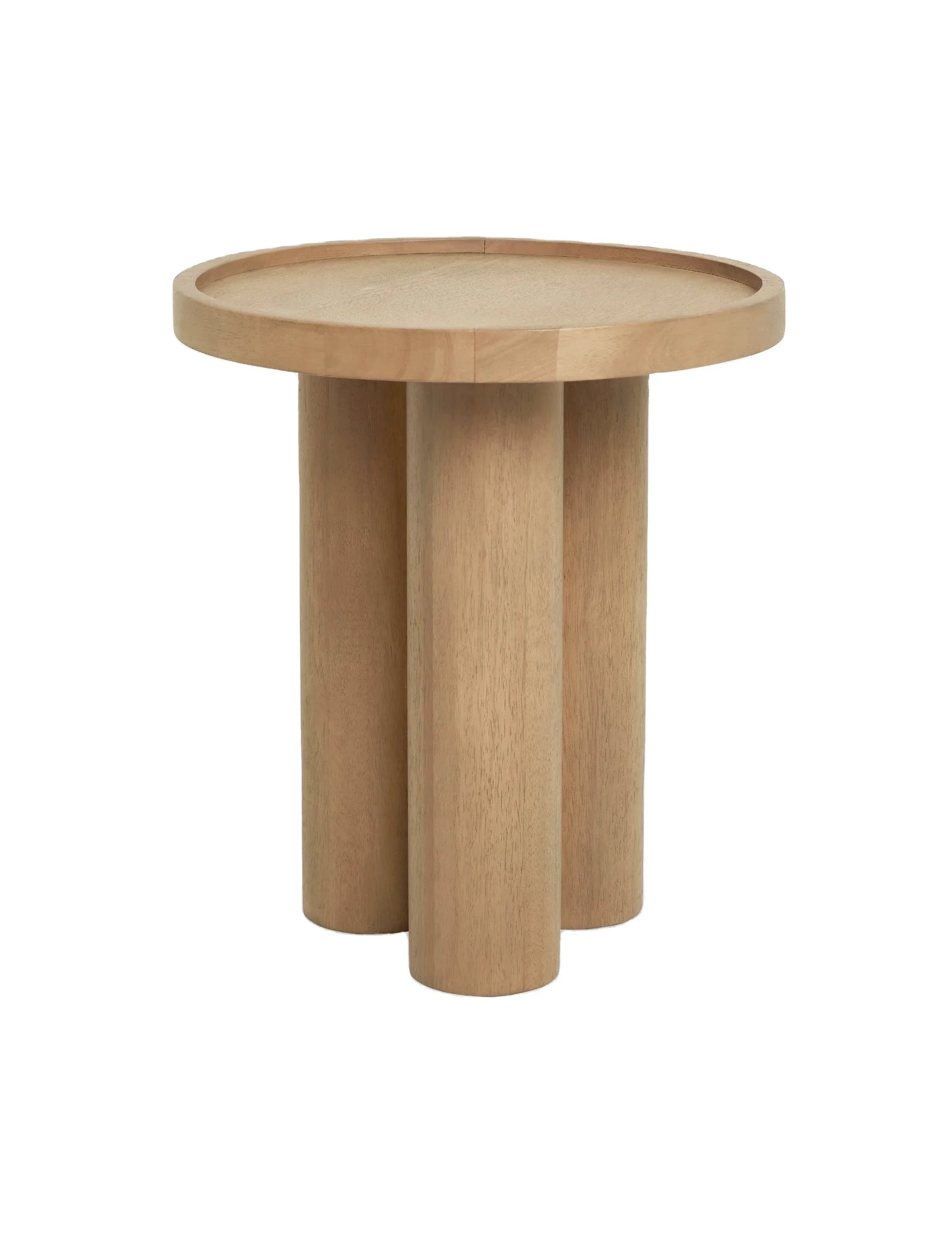 Elegant Round Oak Wood Side Table - Modern Solid Wood End Table for Living Room