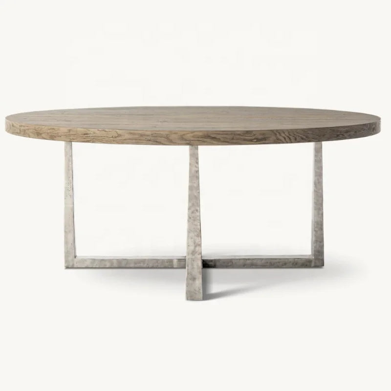 Elegant Round Forged Metal Dining Table, Marble Top, Custom Sizes Available