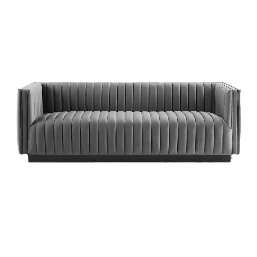 Luxurious Modern Channel Tufted Performance Velvet Sofa Couch for Elegant Living Rooms