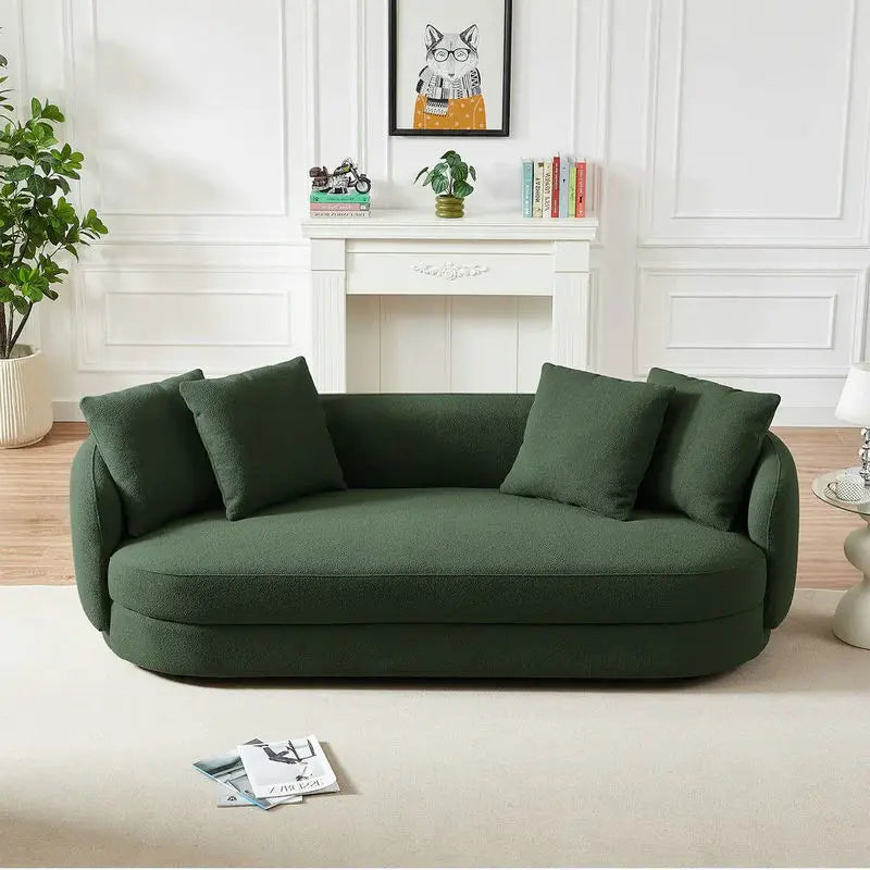 Luxurious White Boucle Curved 3-Seater Cloud Living Room Sofa