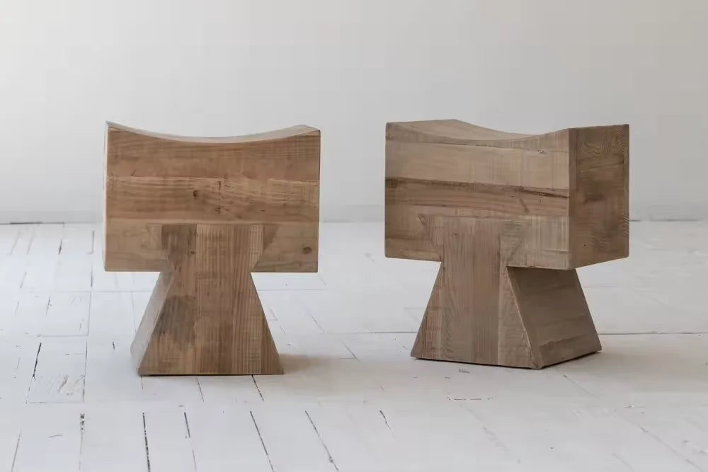 Classic White Pine Solid Wood Stool: Versatile Side Table & Ottoman