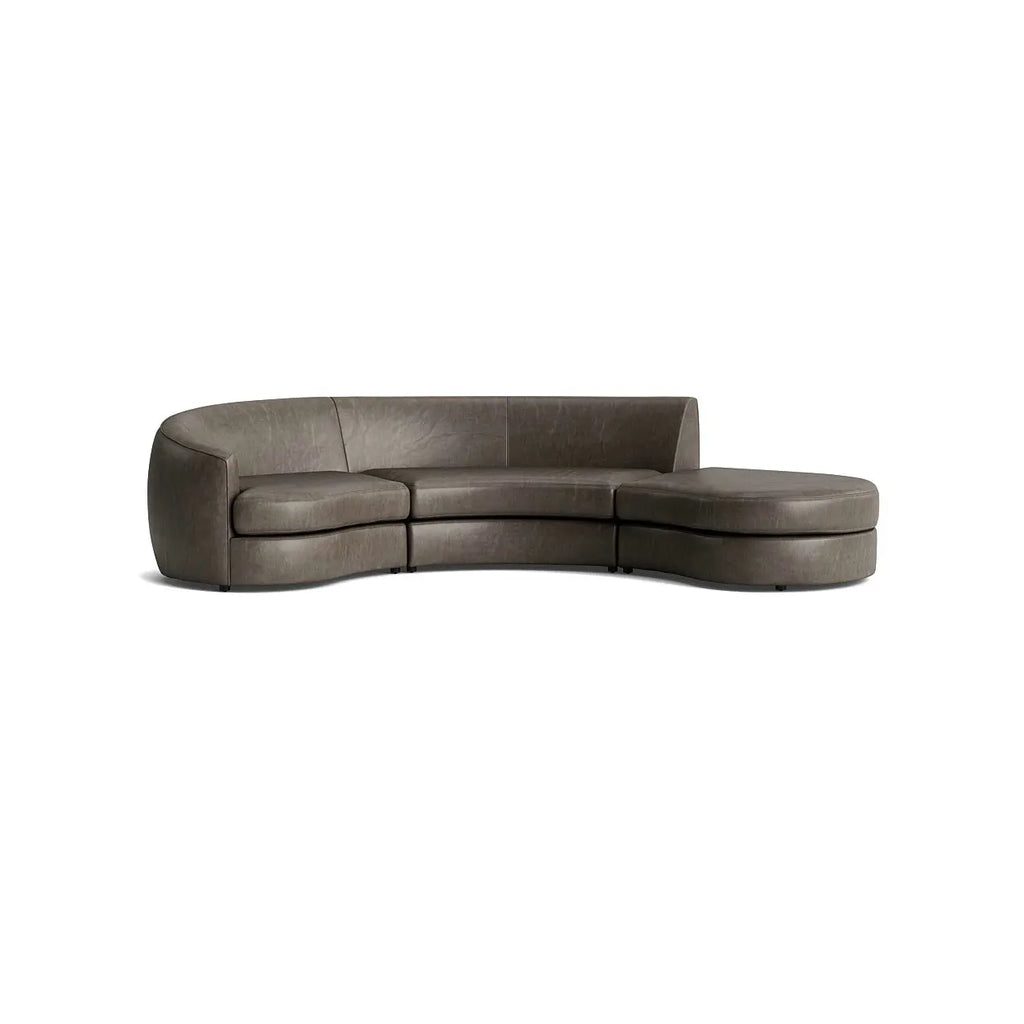 Luxury Curved Modular Sectional Sofa with Nubuck Fabric and Feather Fill