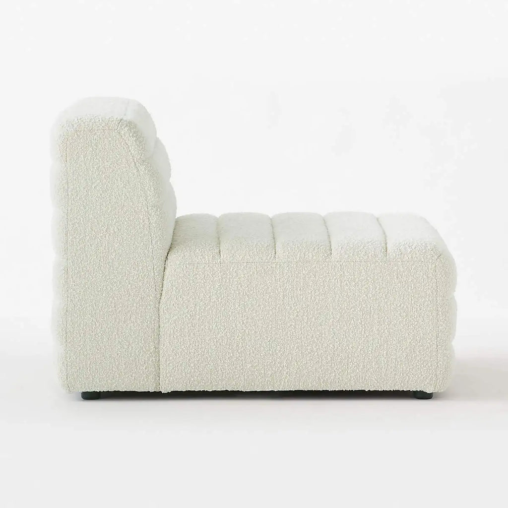 Modern Luxury Boucle Armless Accent Chair, Solid Wood Living Room Sofa
