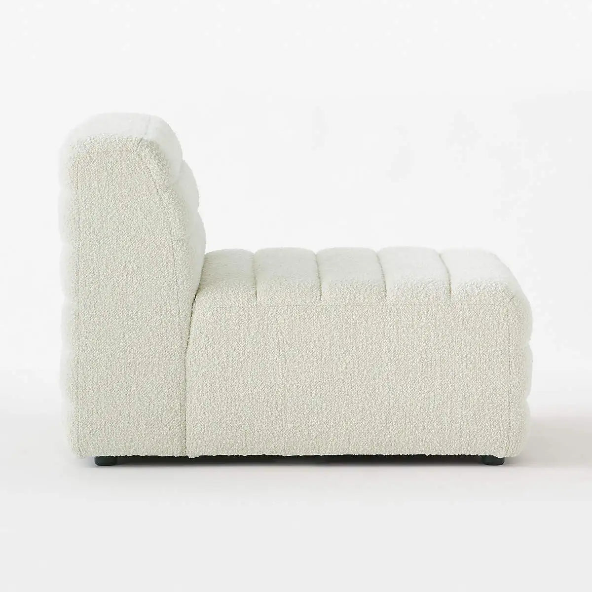 Modern Luxury Boucle Armless Accent Chair, Solid Wood Living Room Sofa