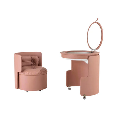Stylish Modular Vanity Dressing Table, Mirror, Plush Stool, Convenient Storage