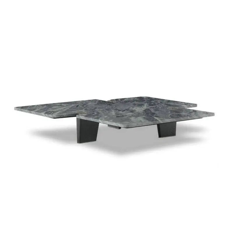 Luxury Modern Round Marble Top Wood Coffee Table for Living Room