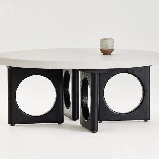 Elegant Modern Luxury Solid Oak Dual-Tier Round Coffee Table for Living Rooms
