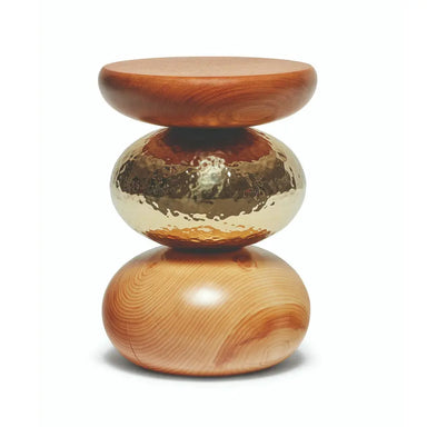 Luxury Italian Solid Wood Stacked Pebble Side End Coffee Table