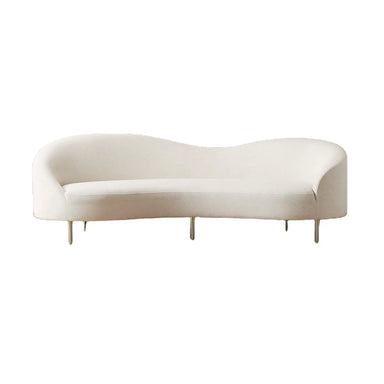 Elegant Italian Velvet Linen Sofa, Stainless Steel Legs, Modern Living Room