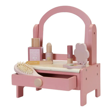 Pink Princess Wooden Vanity Table with Mirror & Stool Set