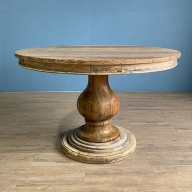 Classic Solid Oak Wood Round Dining Table - Small, Sturdy, Farmhouse Style