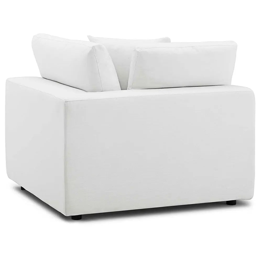 Luxurious White Corner Accent Chair Sofa with Down Feather Cotton Cushions
