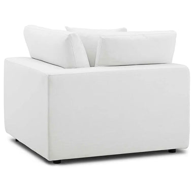 Luxurious White Corner Accent Chair Sofa with Down Feather Cotton Cushions