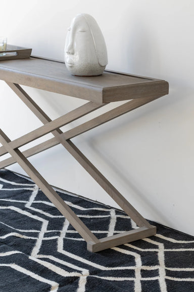 Elegant Scandinavian Solid Oak Wood Console Table with One Removable Tray