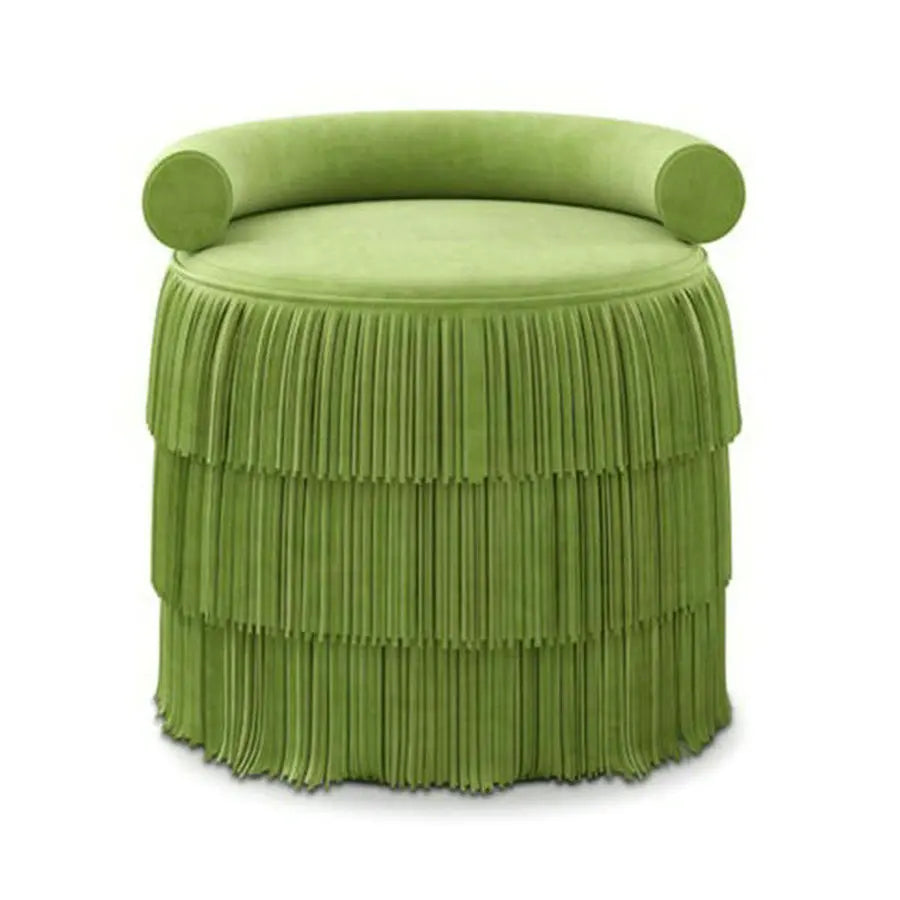 Modern Round Suede Fringe Ottoman Velvet Tassel Pouf Stool Living Room