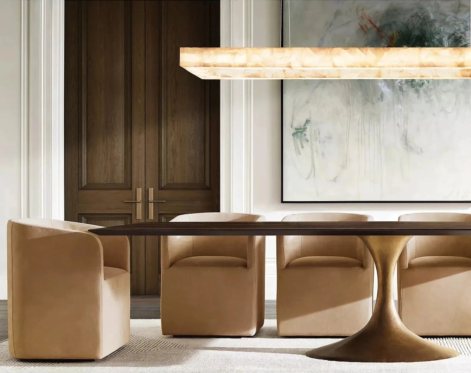 Elegant Scandinavian Solid Wood Dining Table, Customizable for Family & Friends Gatherings