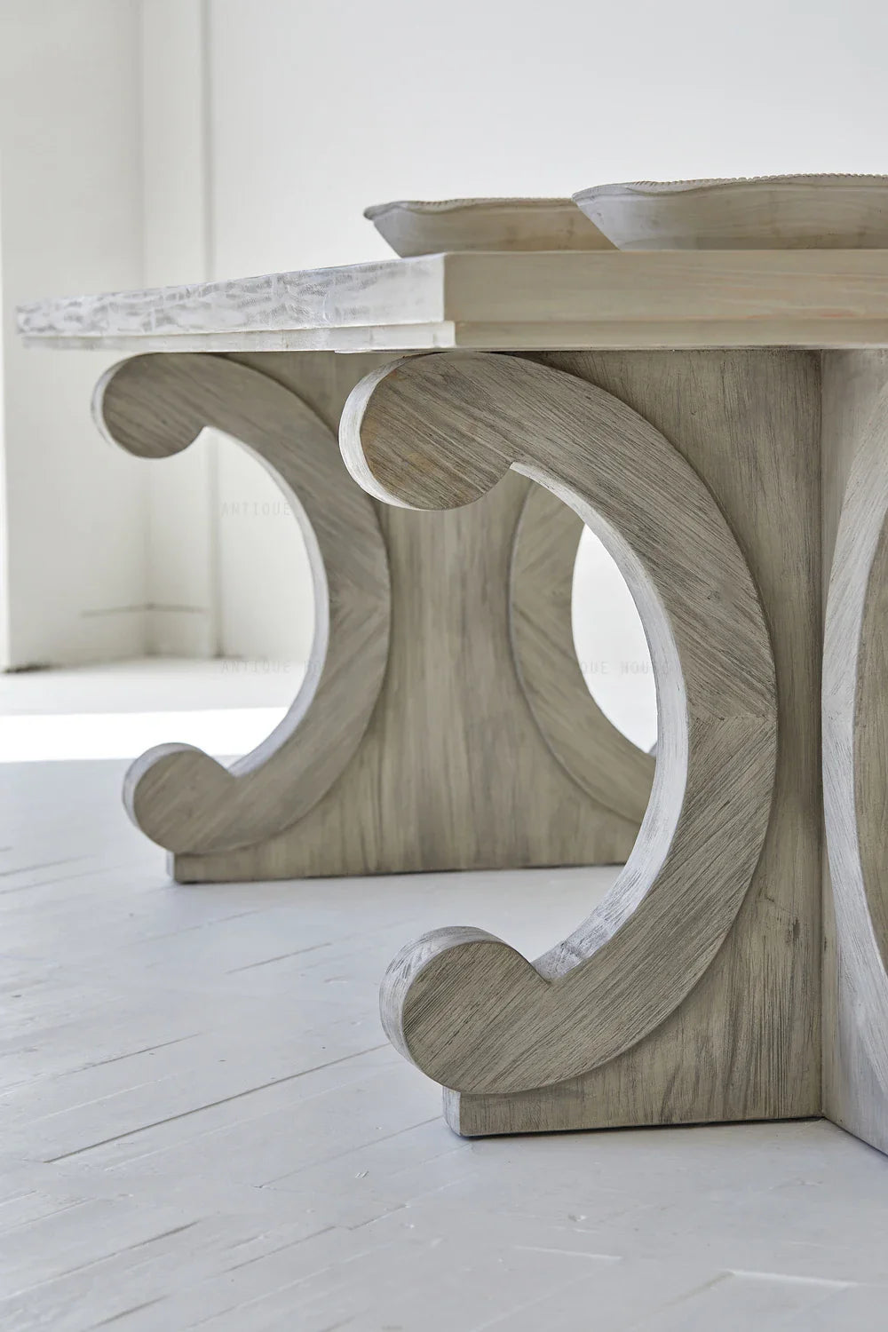 Modern Recycled Pine Wood 6-Seater Dining Table Set with Rustic Charm