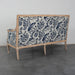 Chic French Solid Oak 2-Seat Upholstered Linen Sofa for Events & Home