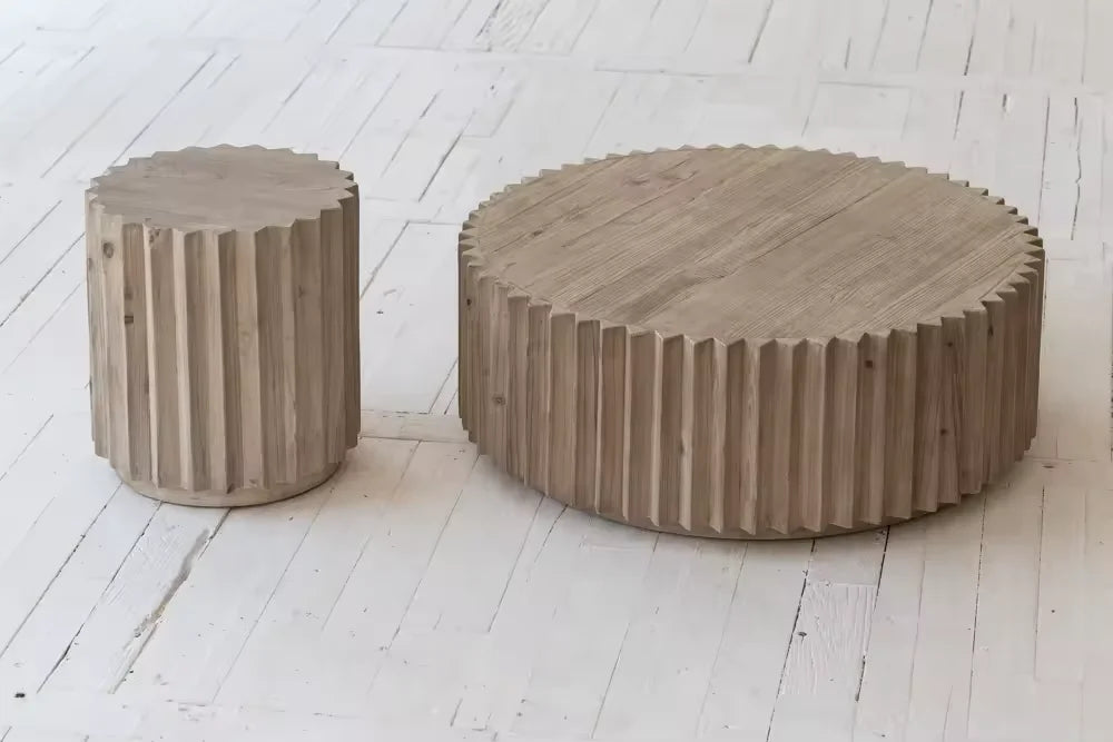 Versatile Modern Recycled Pine End Table Stool - Chic Mega Grey Finish