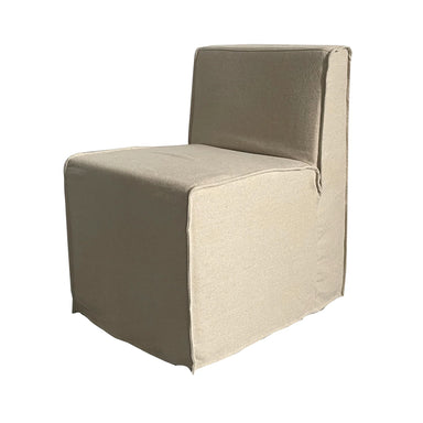 Modern Armless Wood Frame Dining Chair, Upholstered Linen Fabric Accent Sofa
