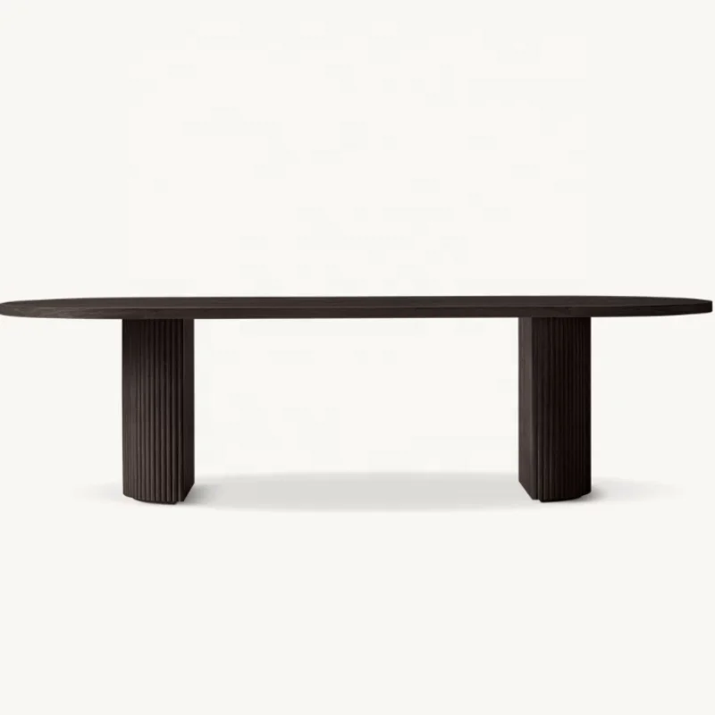 High-End American Solid Wood Dining Table and Chairs Set