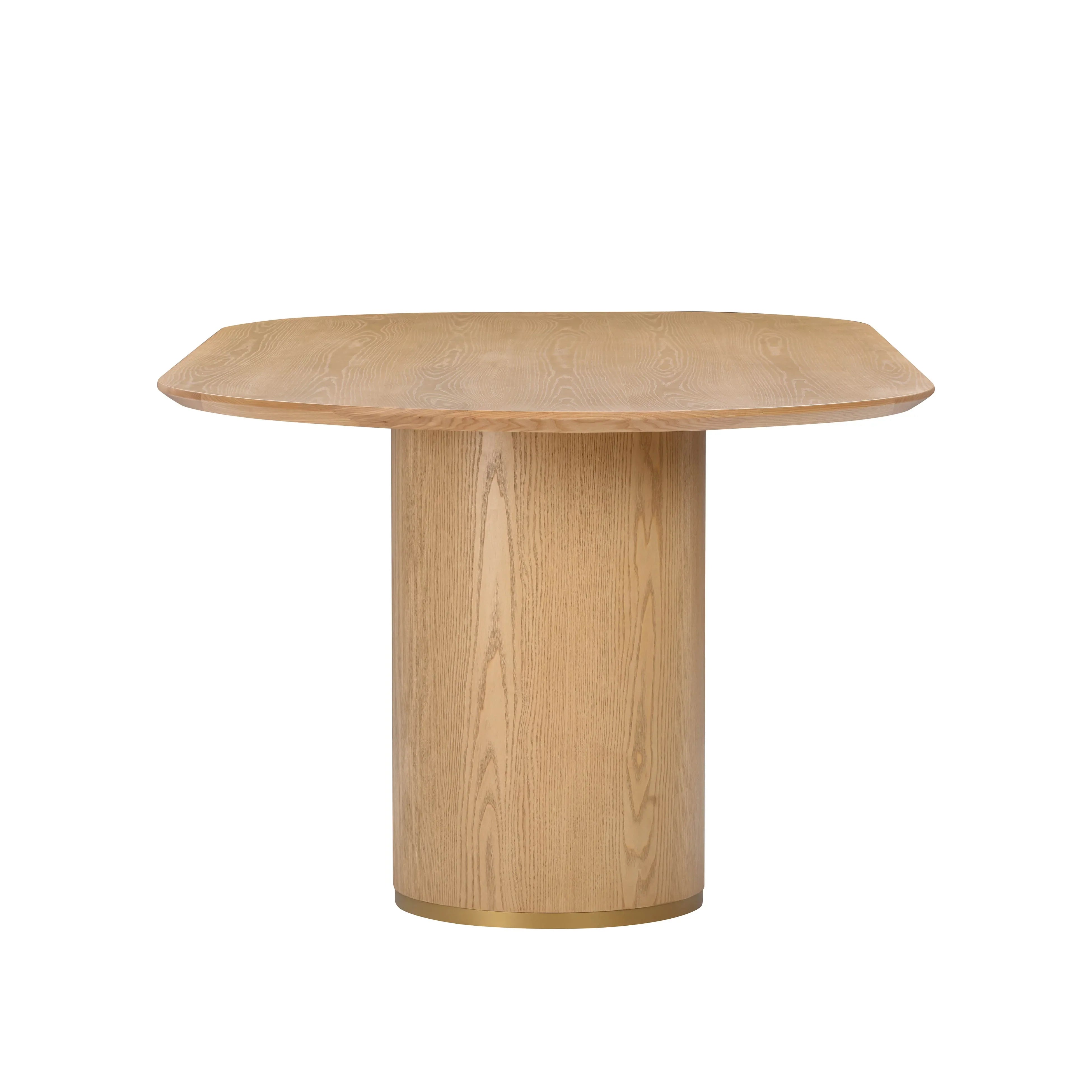 Elegant Oval Oak Wood Dining Table with Cylinder Legs, Modern 8-Seater
