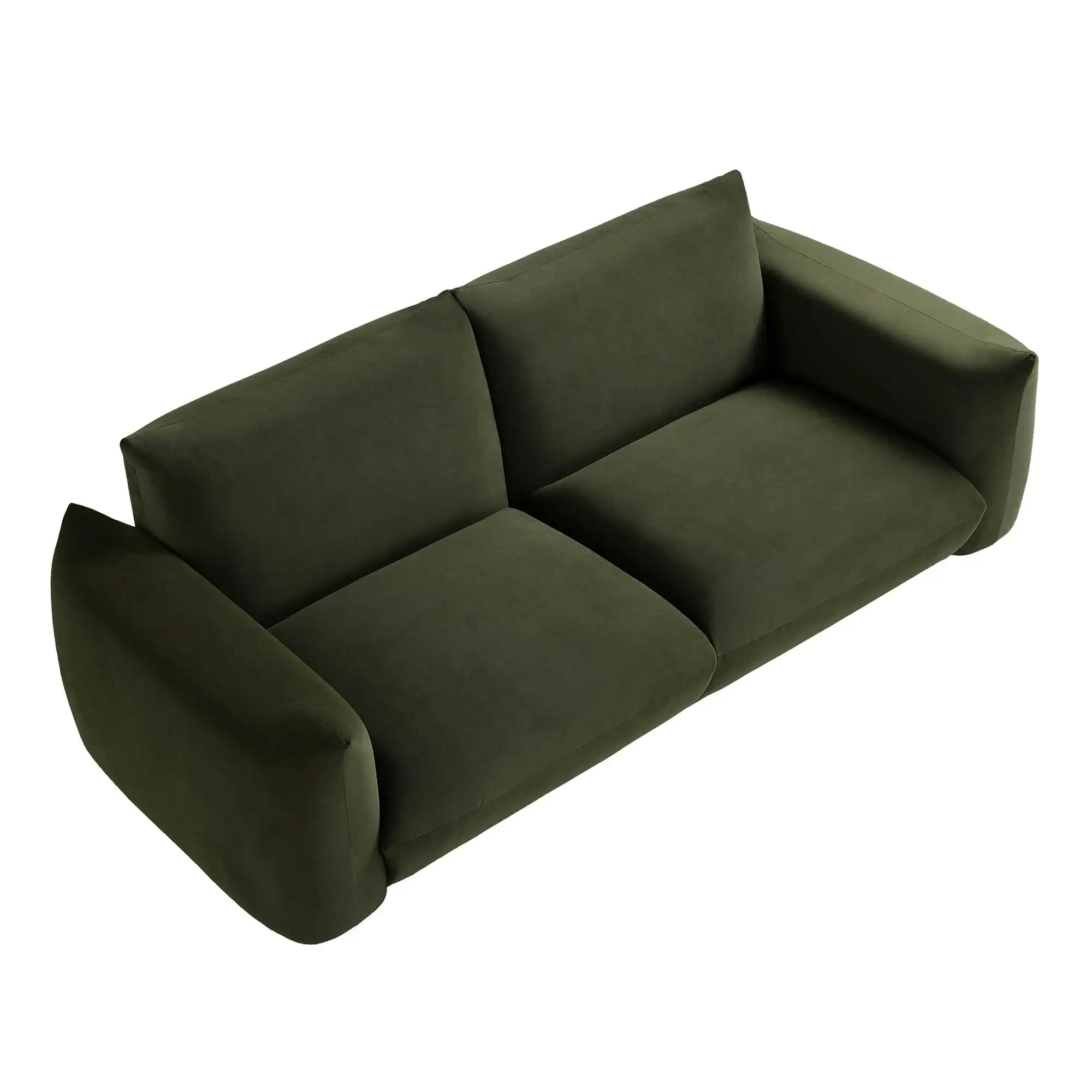 Luxurious Moss Green Velvet Three-Seater Sofa - Modern Minimalist Living Room Comfort
