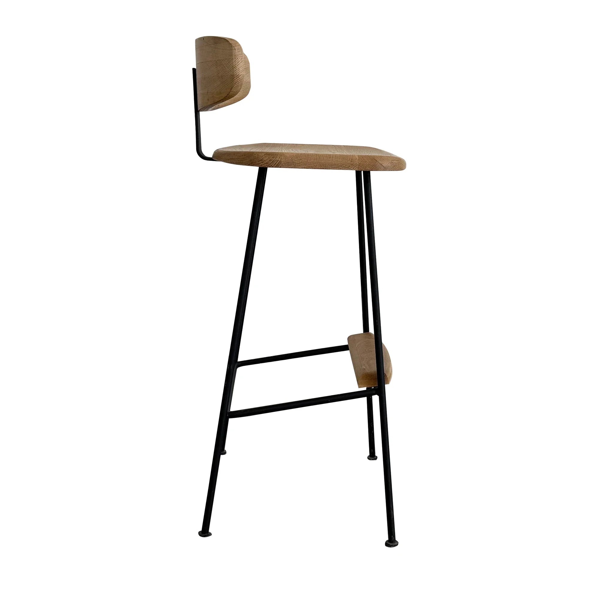 Modern Industrial Oak & Metal Counter Stool - High Bar Chair for Kitchen