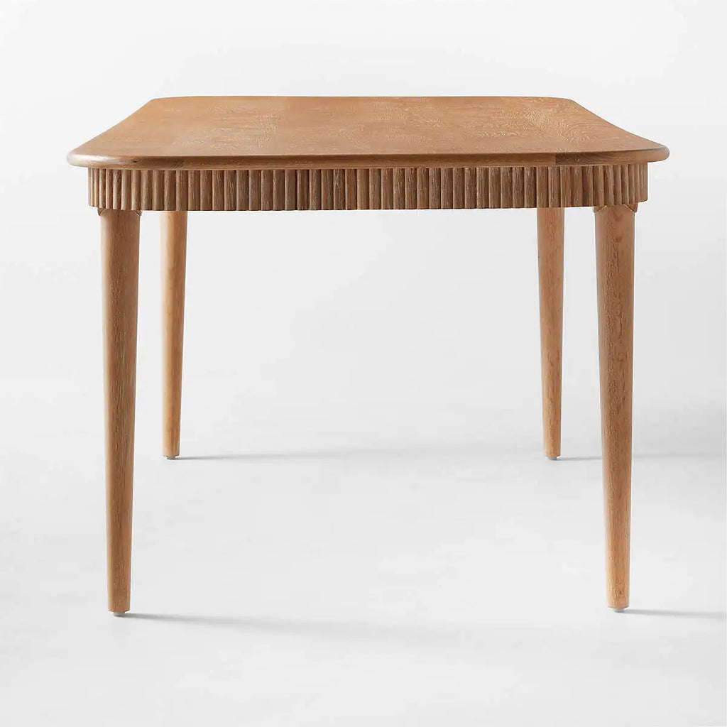Elegant French Vintage 90-inch Cerused Oak Dining Table with Fluted Apron