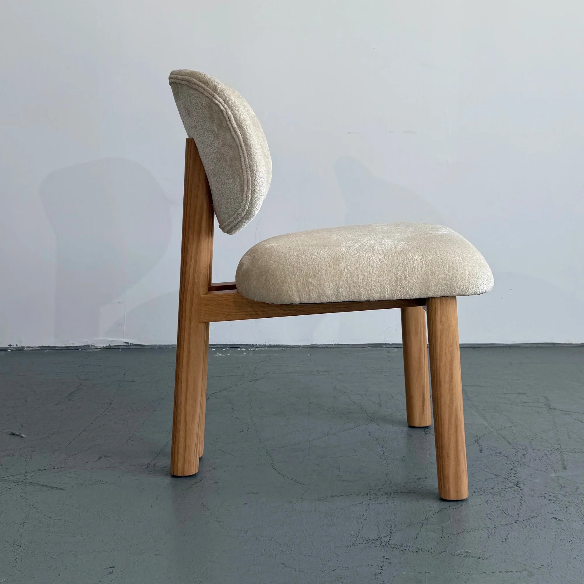 Premium Modern Fabric Upholstered Solid Oak Wood Dining Chair