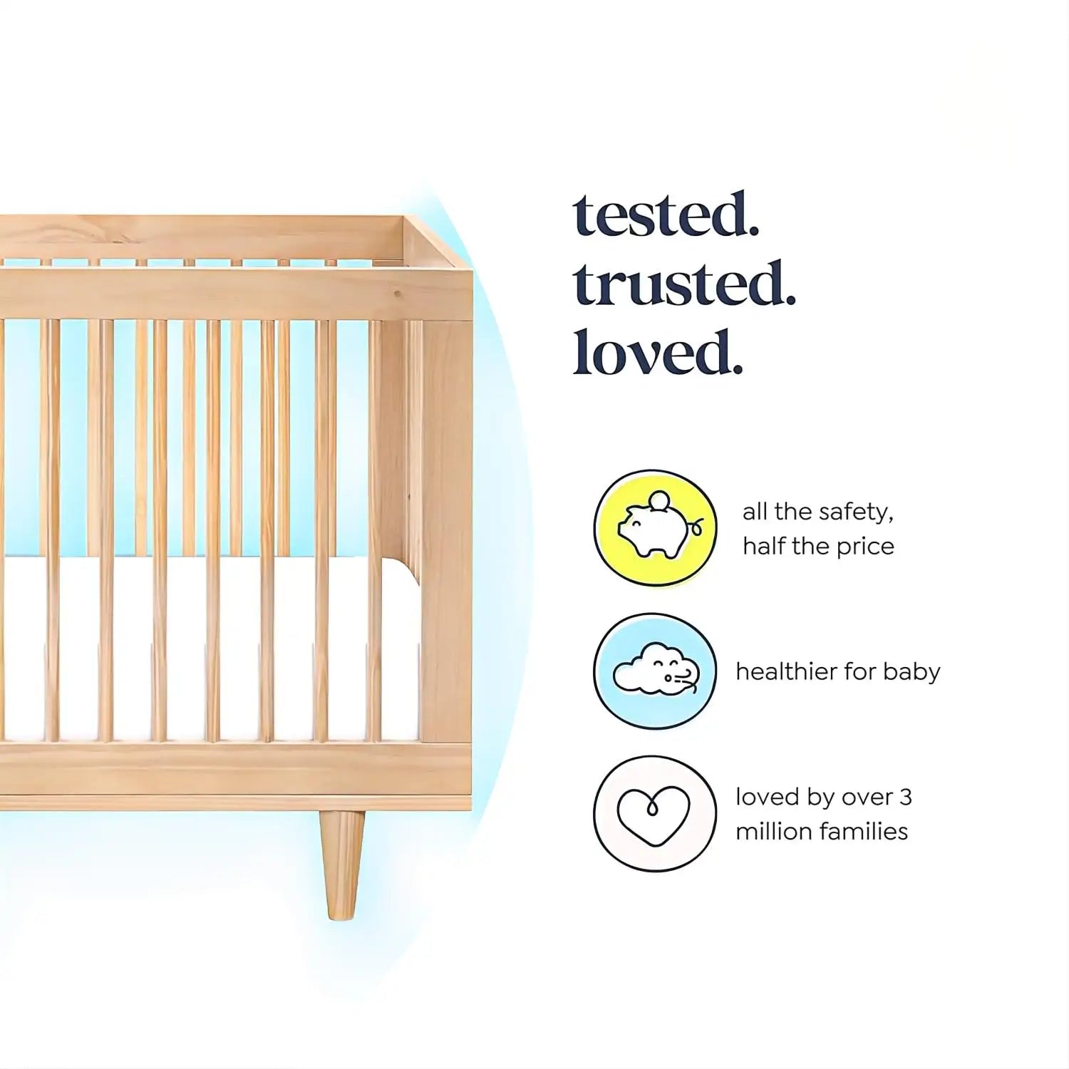 Versatile 3-in-1 Wooden Baby Crib: Easy Assembly, 4-Height Adjustable Mattress